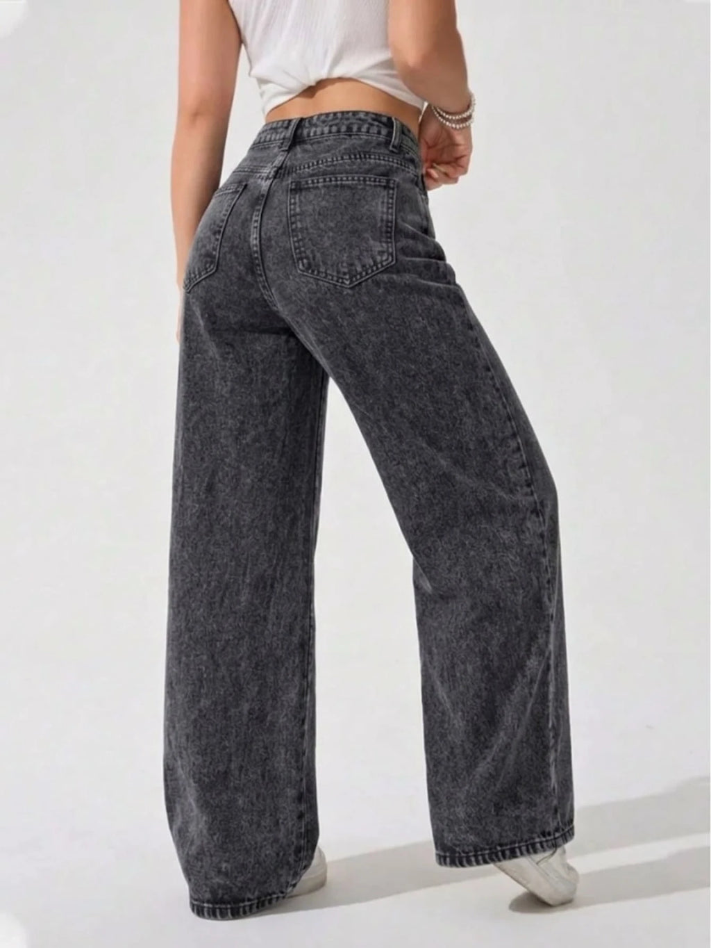 Calça Jeans Feminina Wide Leg Pantalona Cintura Alta