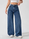 Calça Jeans Feminina Wide Leg Pantalona Cintura Alta